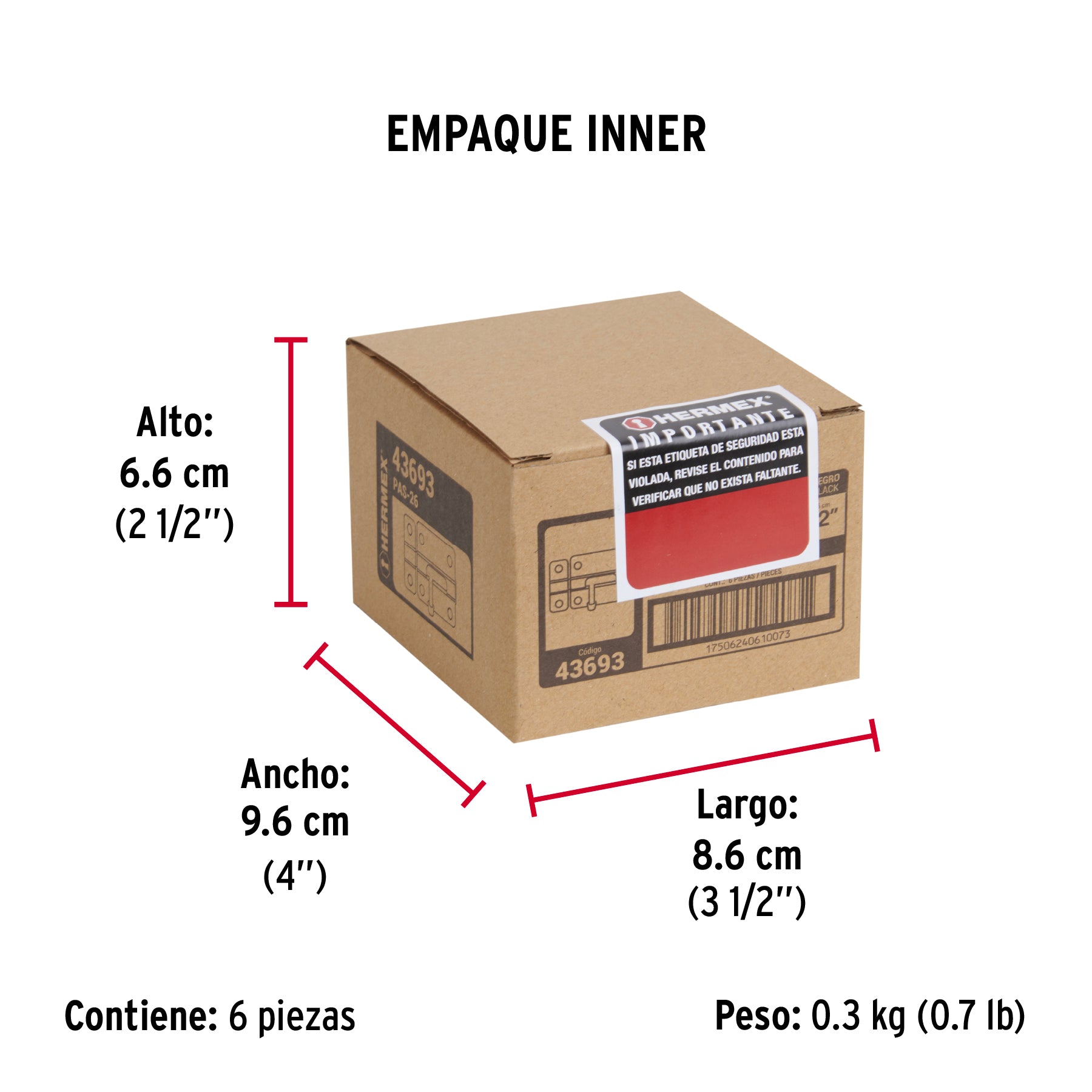 Pasador de acero negro, 2", Hermex Basic