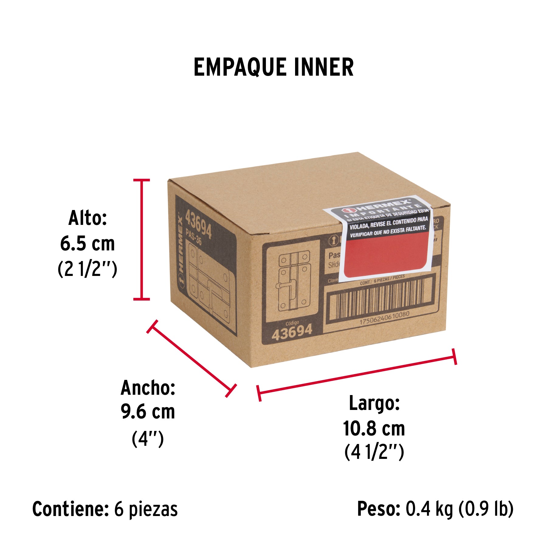 Pasador de acero negro, 3", Hermex Basic