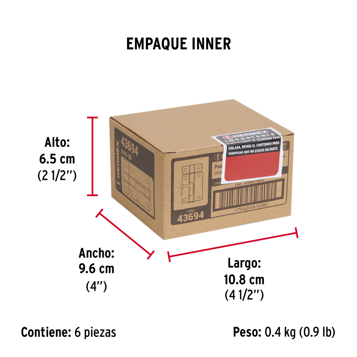Pasador de acero negro, 3", Hermex Basic