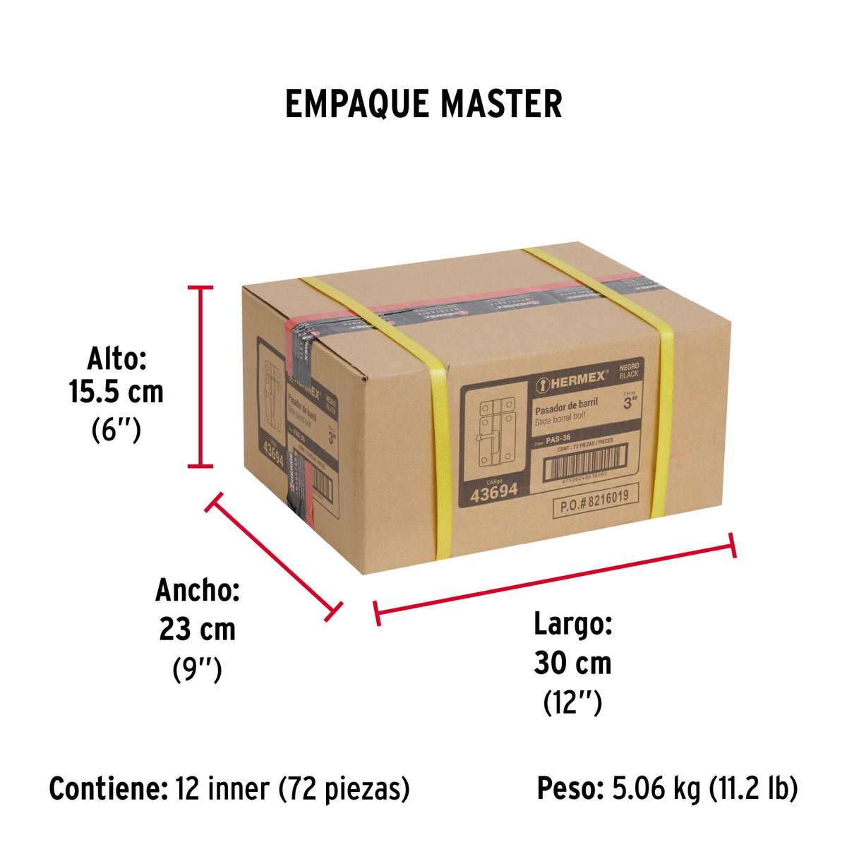 Pasador de acero negro, 3", Hermex Basic
