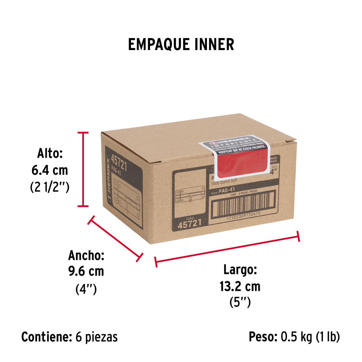 Pasador de barril de acero latón 4', Hermex