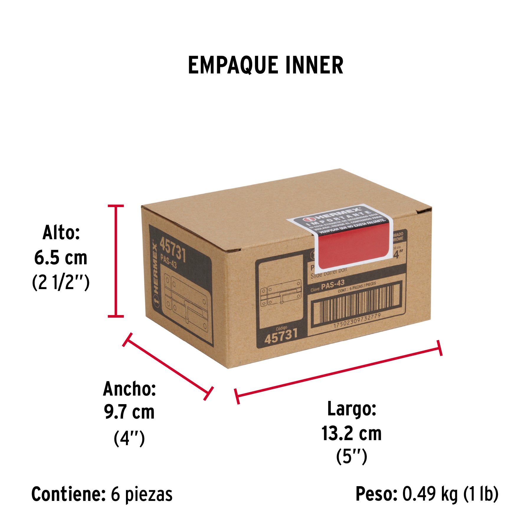 Pasador de barril de acero cromo 4', Hermex