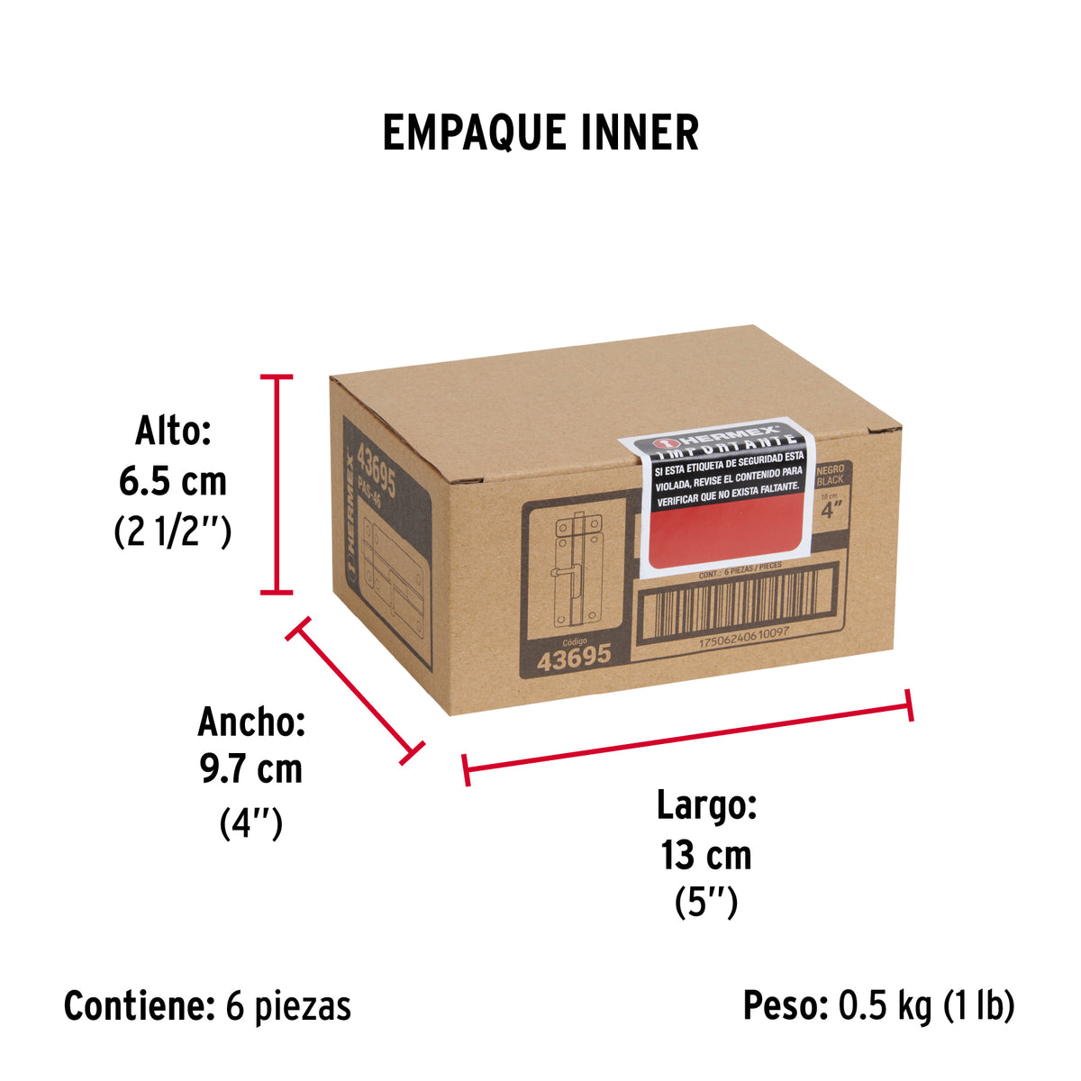 Pasador de acero negro, 4", Hermex Basic