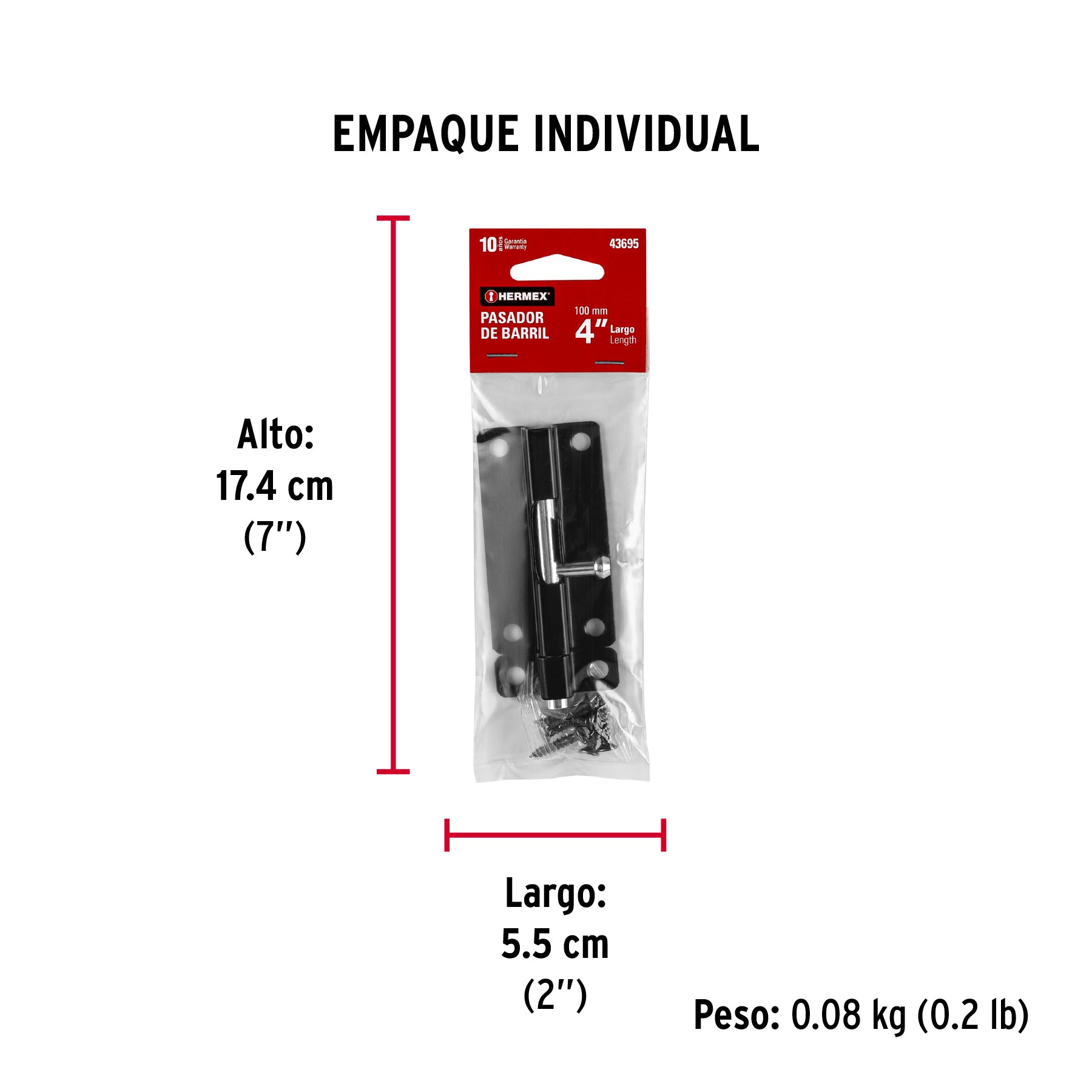 Pasador de acero negro, 4", Hermex Basic