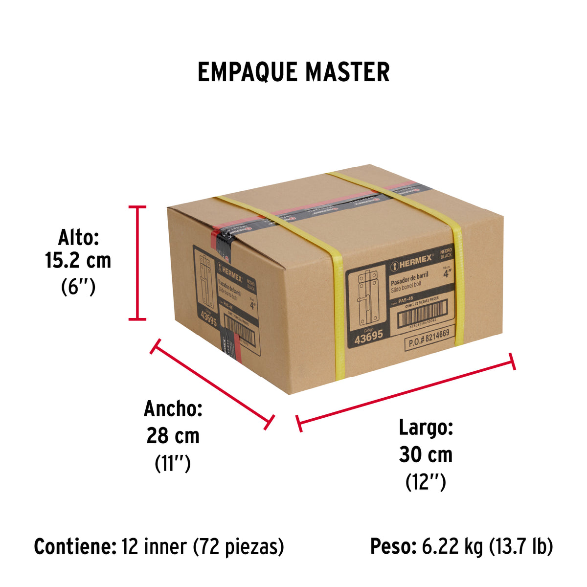 Pasador de acero negro, 4", Hermex Basic