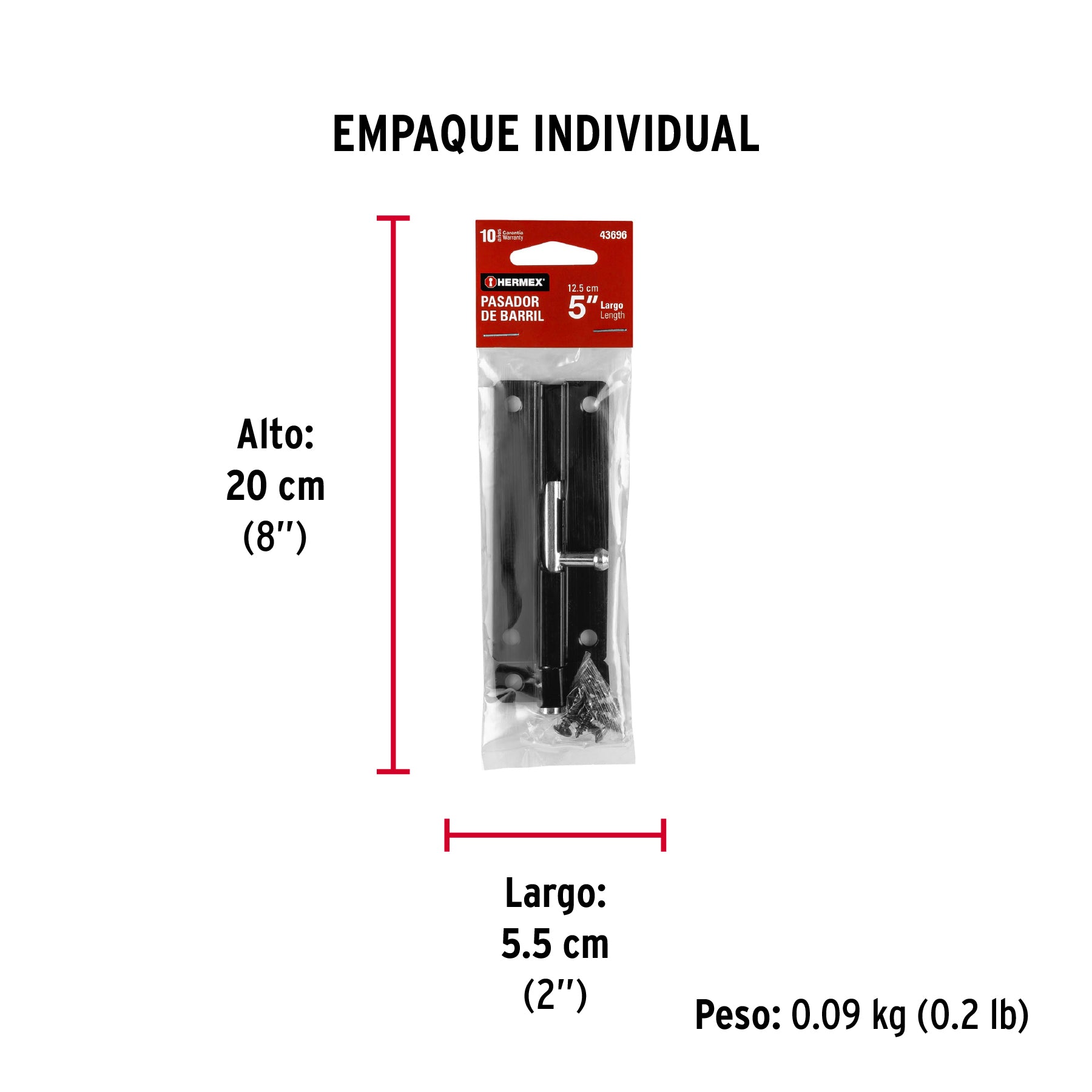 Pasador de acero negro, 5", Hermex Basic