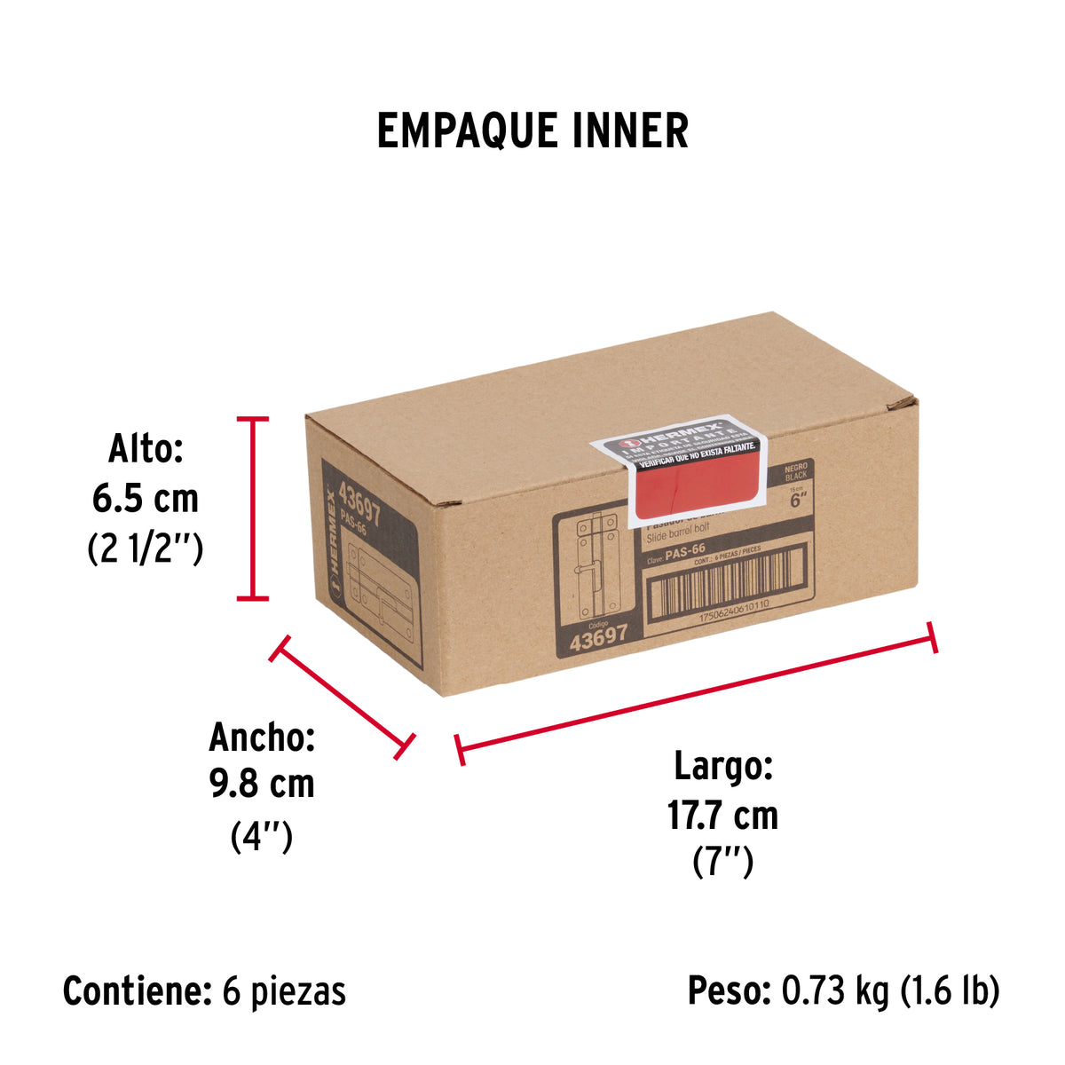 Pasador de acero negro, 6", Hermex Basic