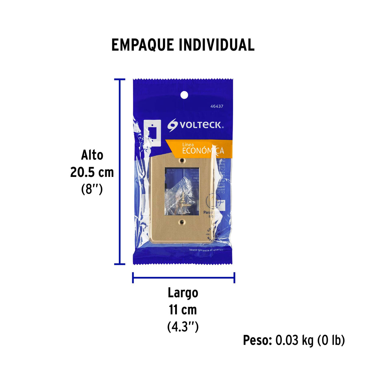 Placa 3 módulos, de aluminio, línea Económica