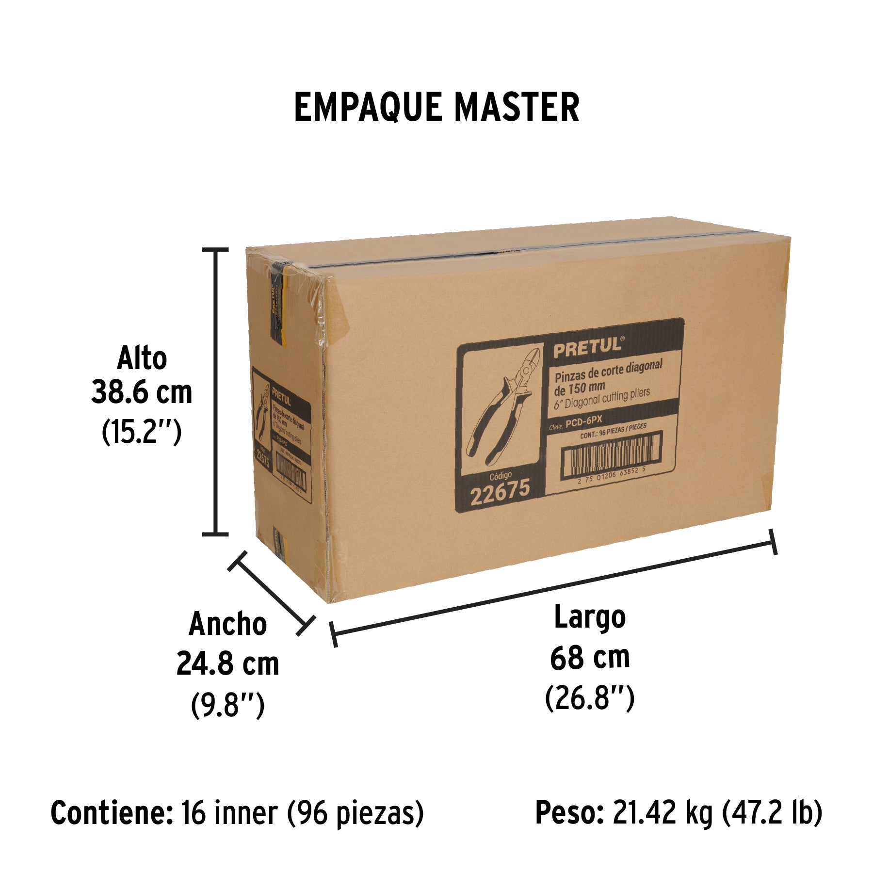 Pinza corte diagonal 6", mango comfort grip, pretul