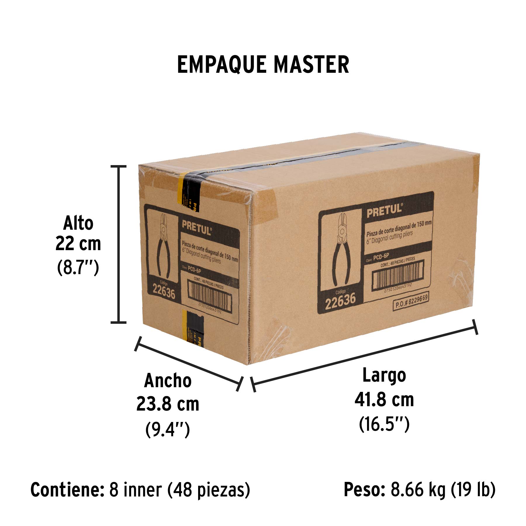 Pinza de corte diagonal 6", pretul