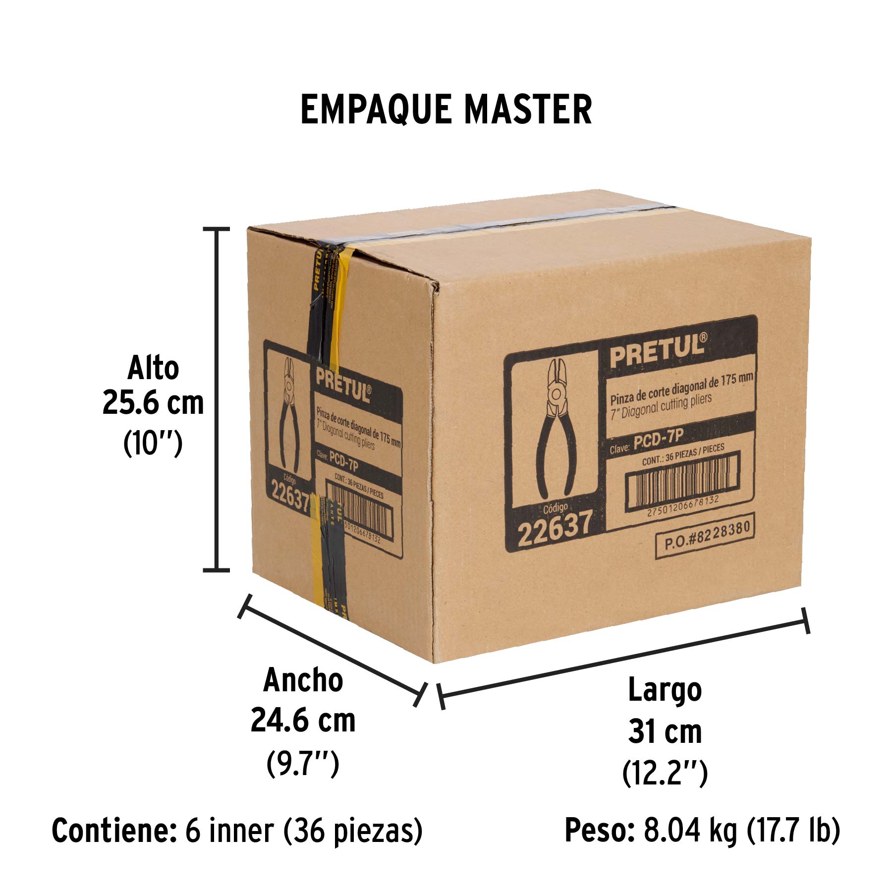 Pinza de corte diagonal 7", pretul