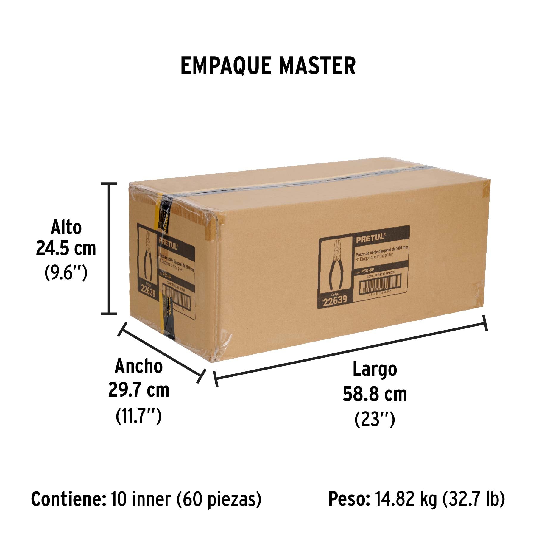 Pinza de corte diagonal 8", pretul