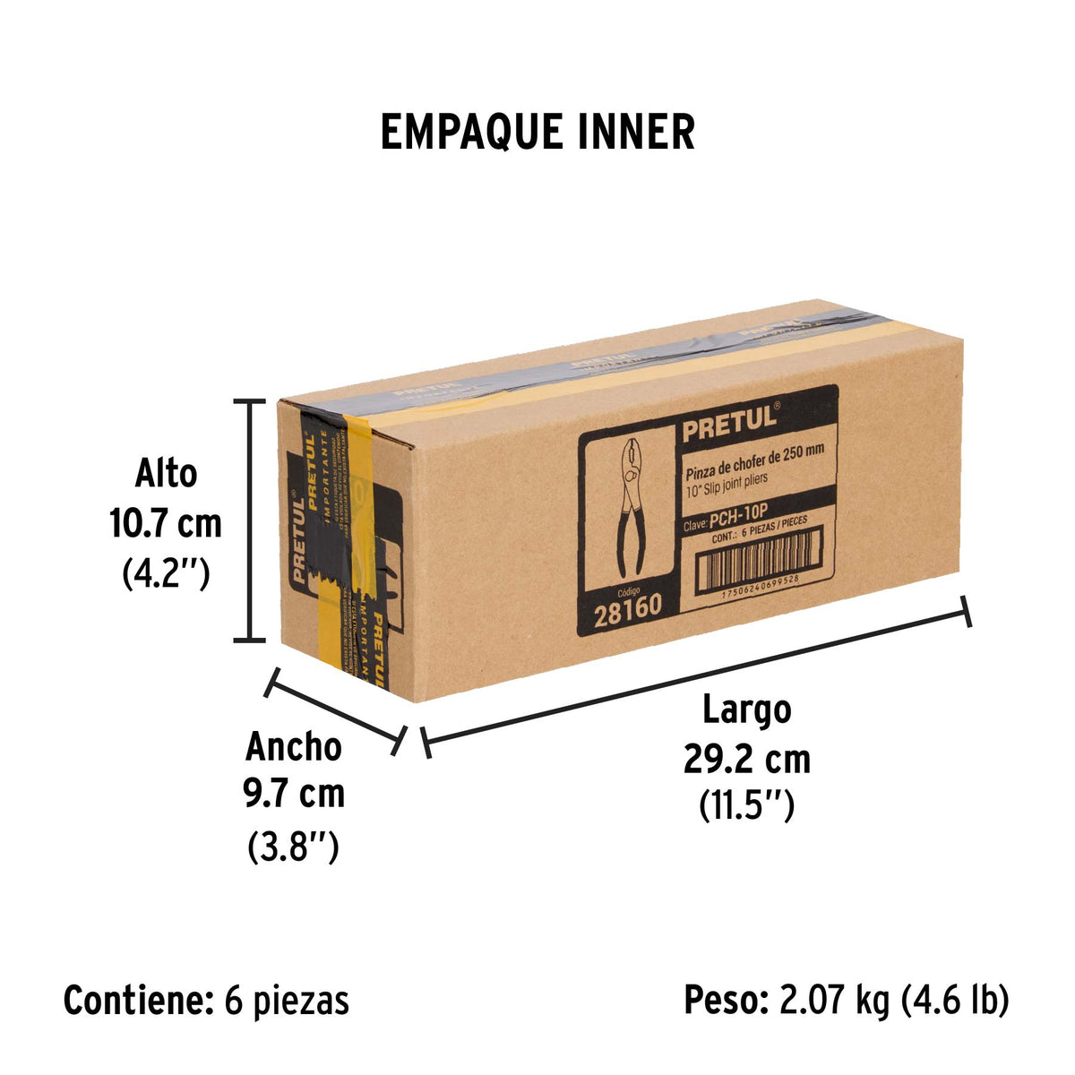 Pinza de chofer 10' mango de vinil, Pretul