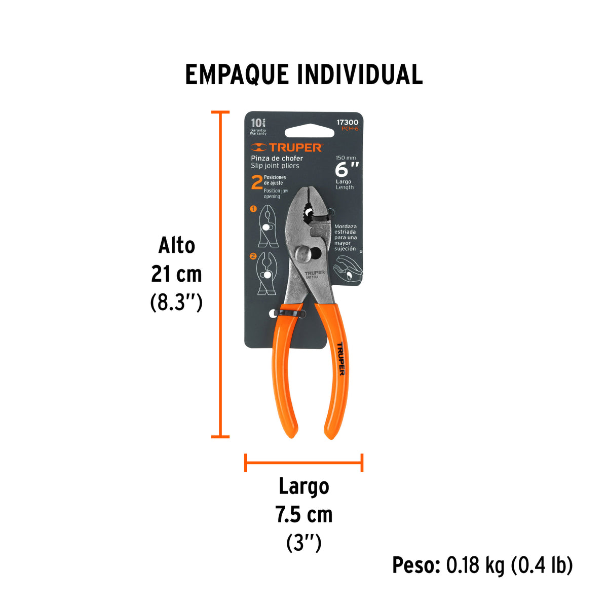 Pinza de chofer 6", mango de vinil