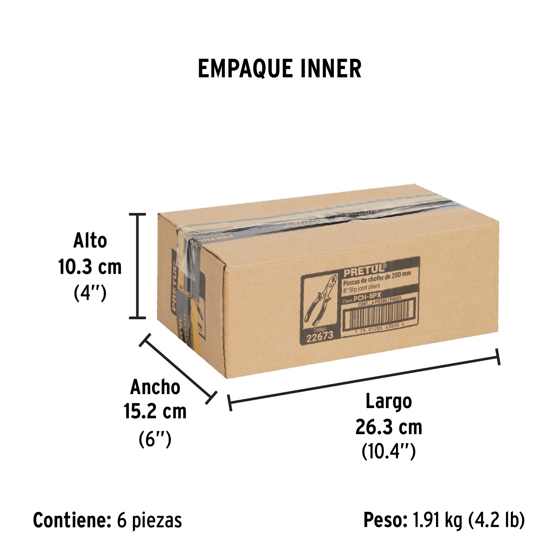 Pinza de chofer 8", mango comfort grip, pretul