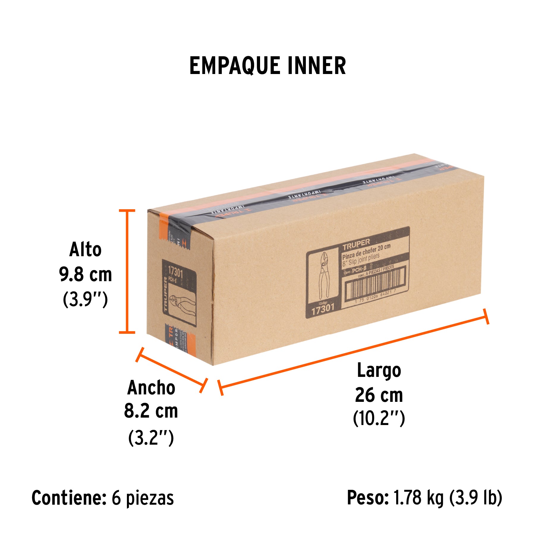 Pinza de chofer 8", mango de vinil