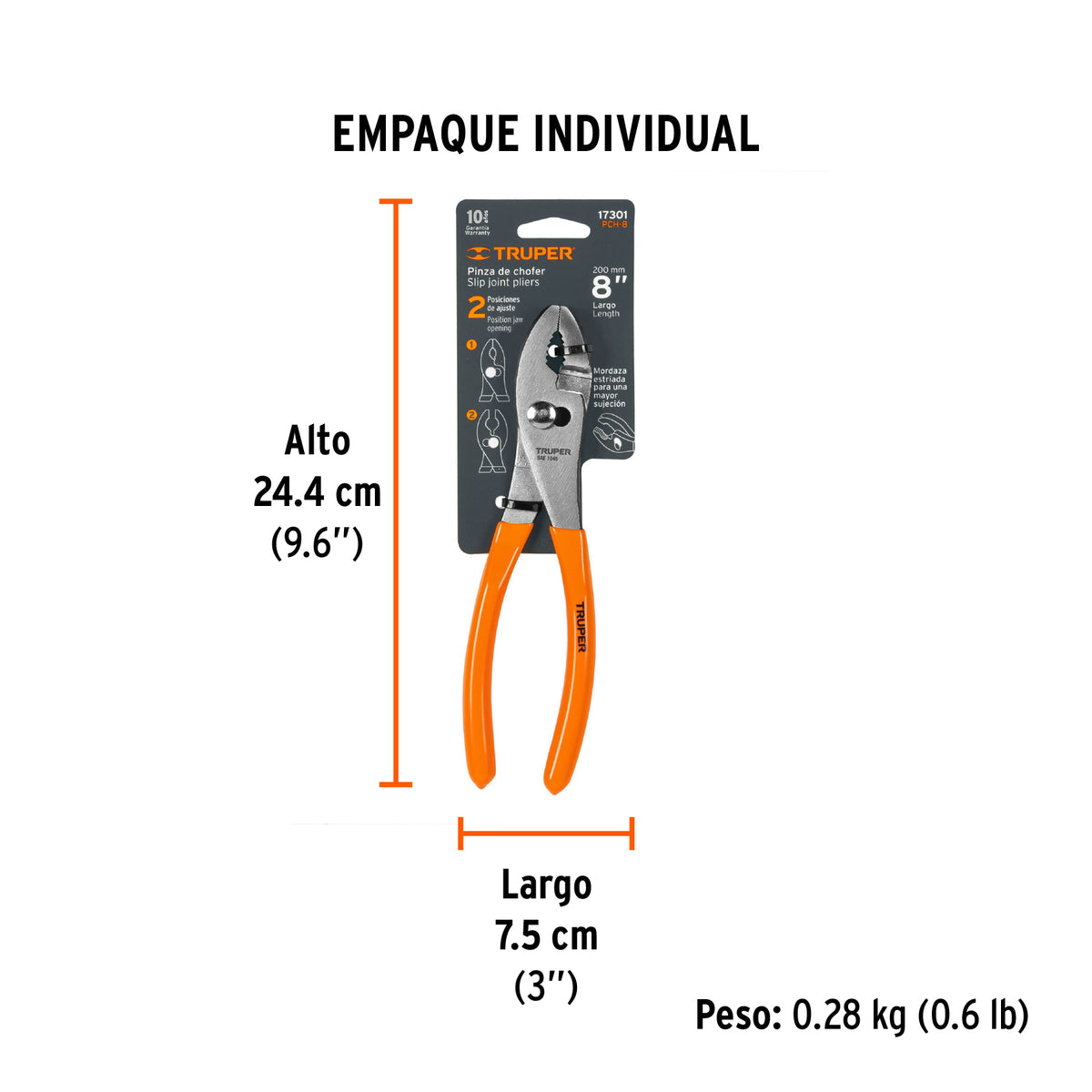 Pinza de chofer 8", mango de vinil