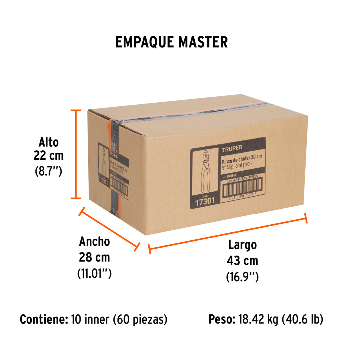Pinza de chofer 8", mango de vinil