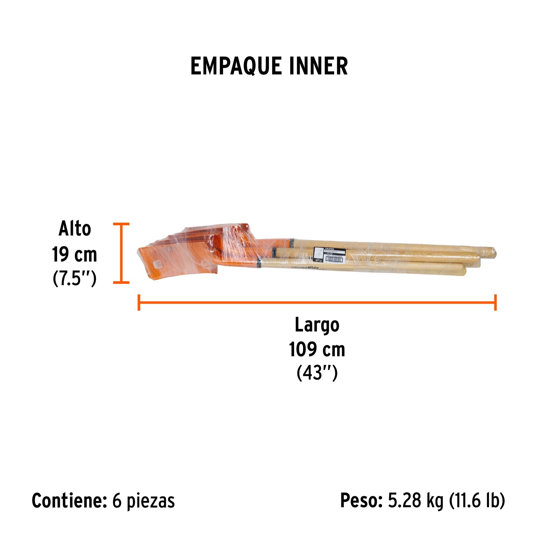Pala cuadrada para niños, mango 30"