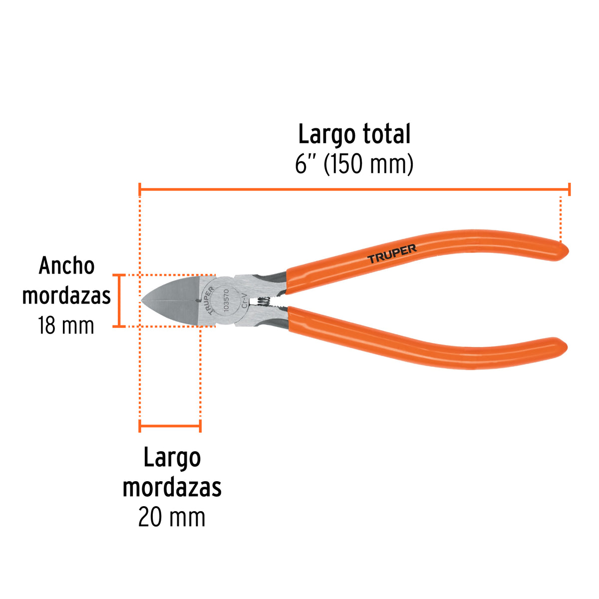 Pinza de corte al ras 6' mango de PVC, Truper
