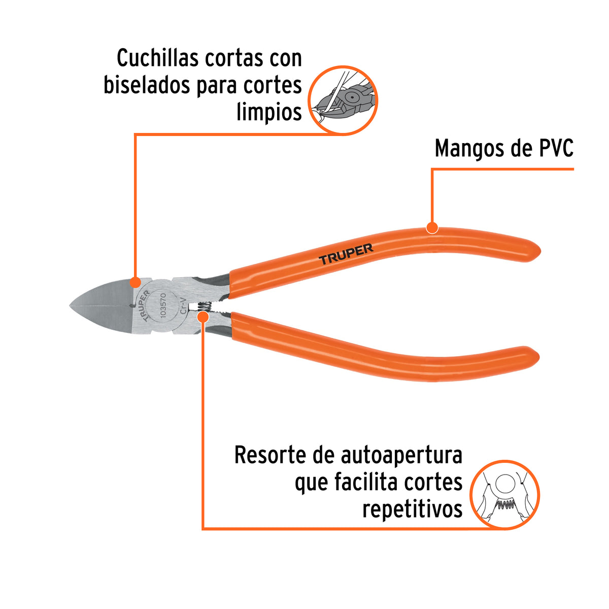 Pinza de corte al ras 6' mango de PVC, Truper