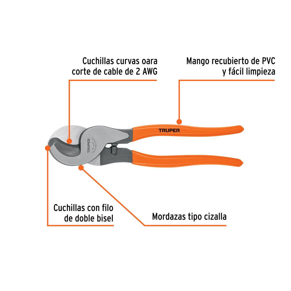 Pinza cortador multicable 10', Truper
