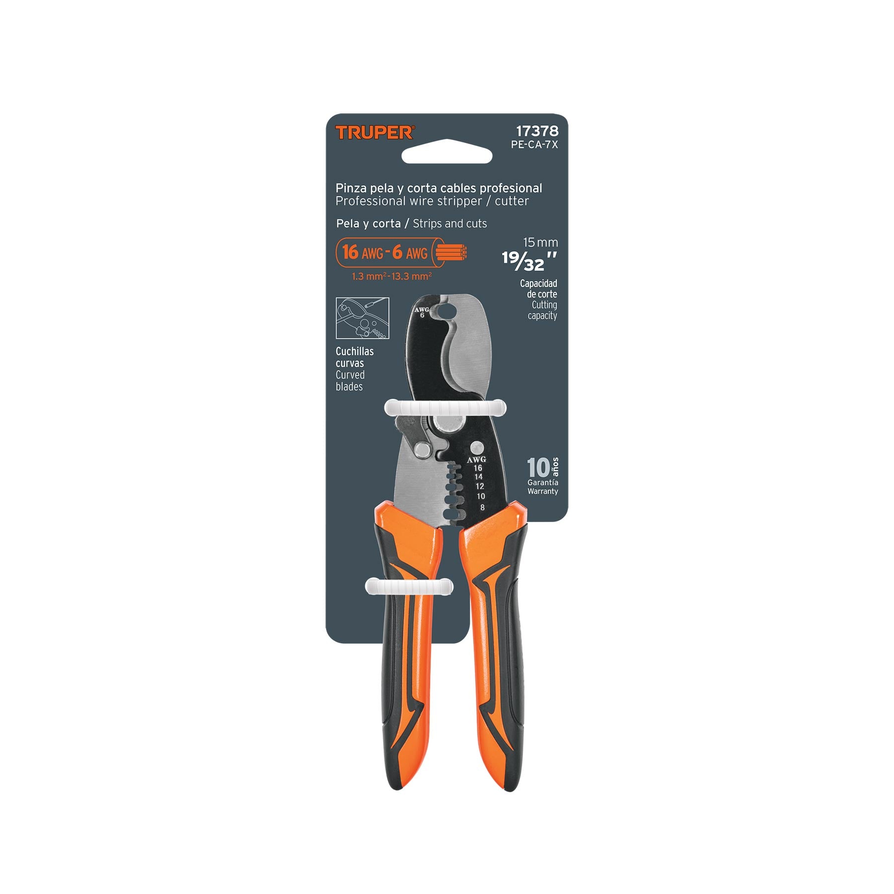 Pinza pela cables y corta cables 7", profesional
