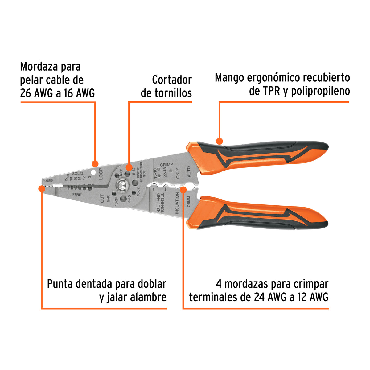 Pinza pelacables 8"