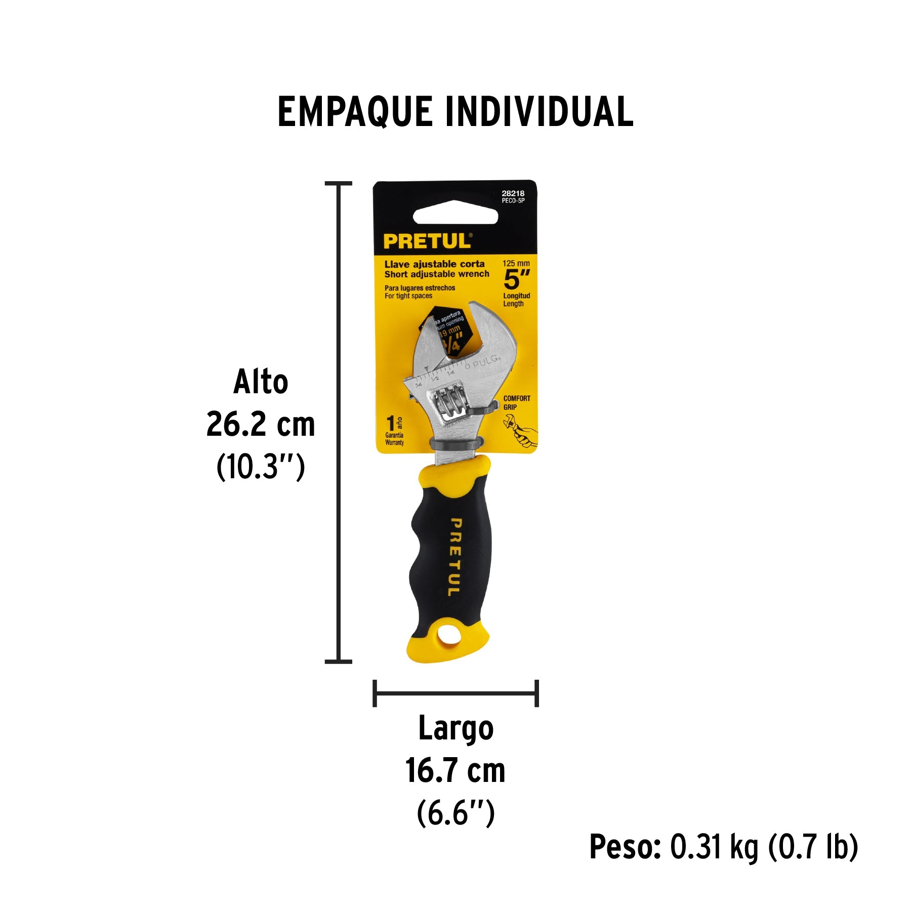 Perico corto, 5" con grip, Pretul