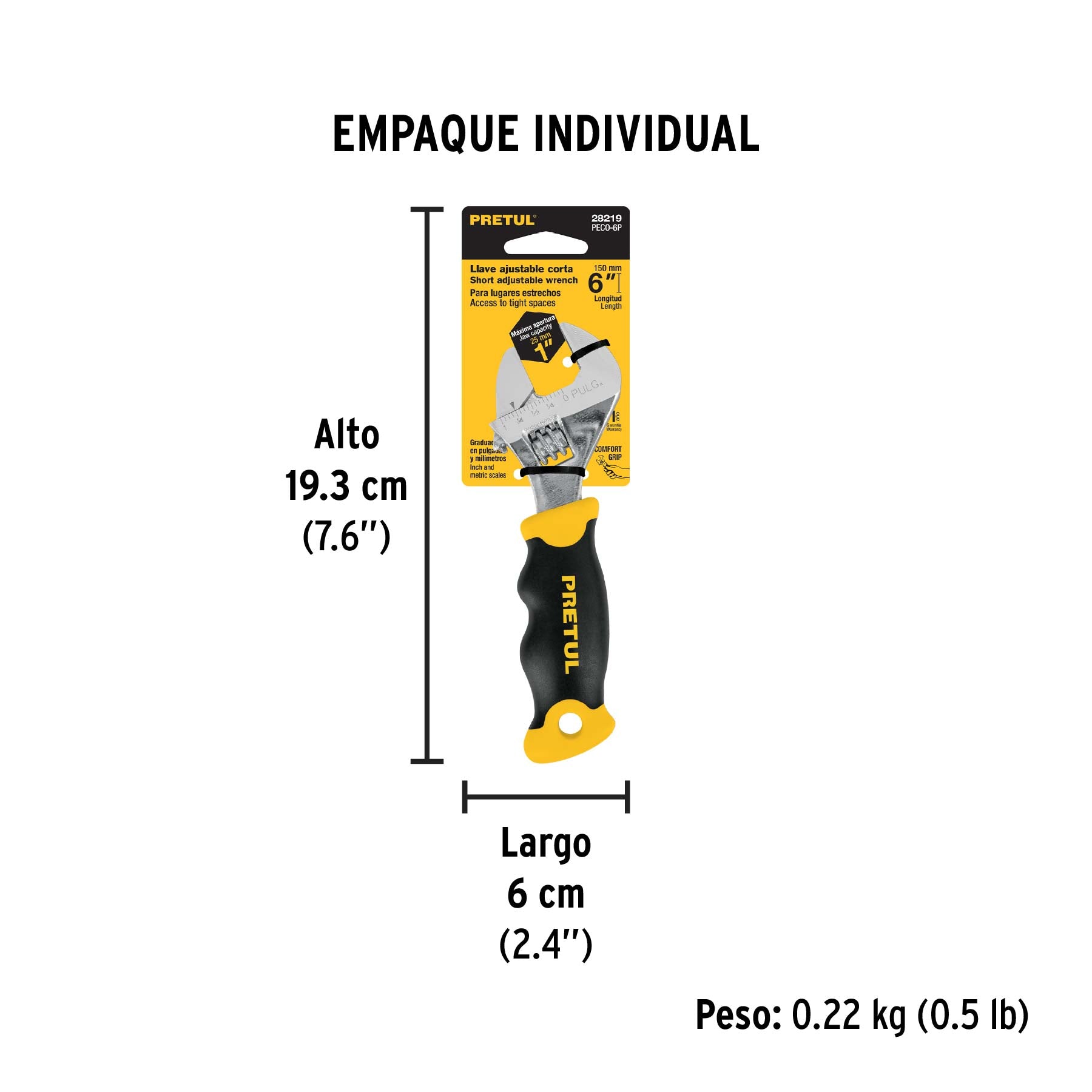 Perico corto, 6" con grip, Pretul