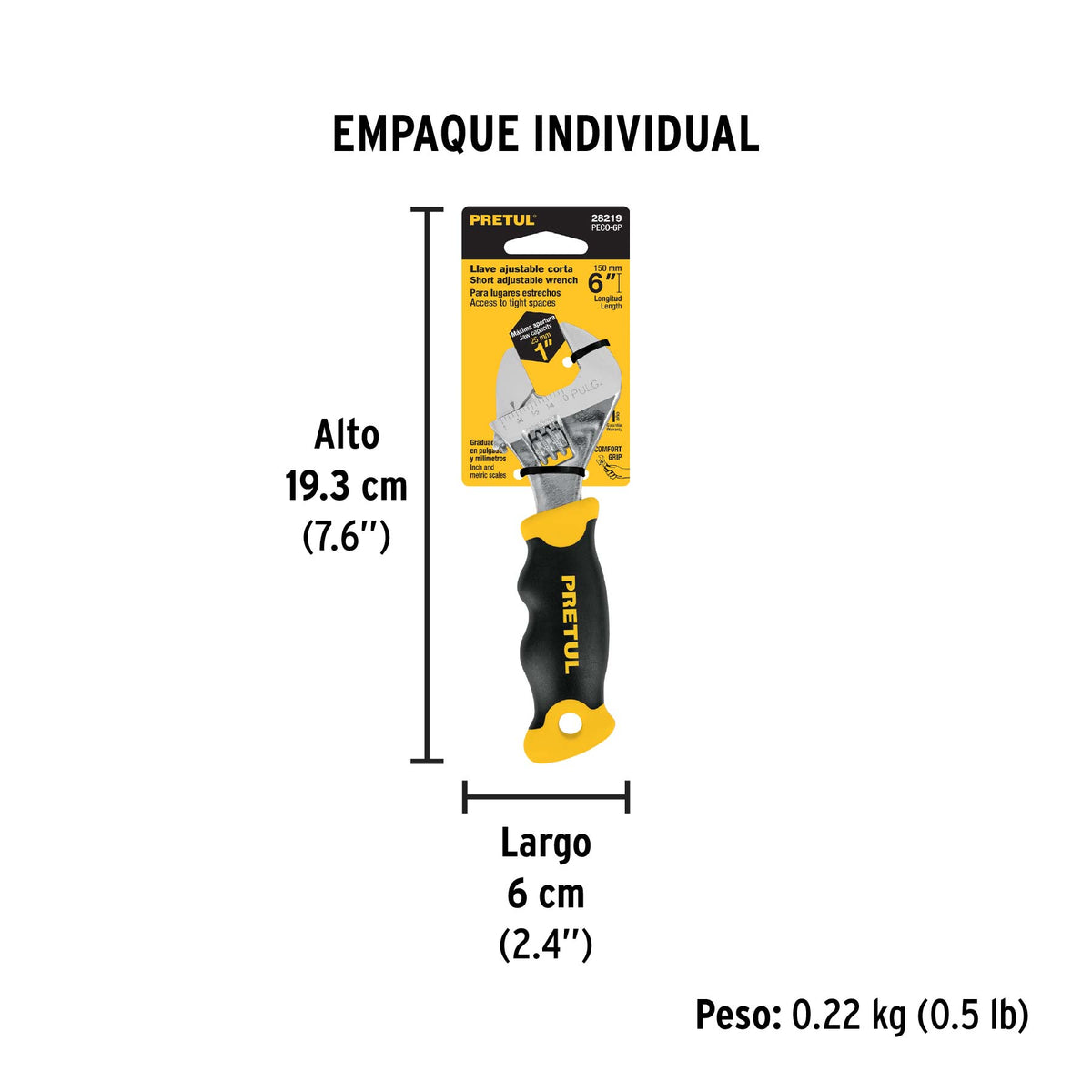 Perico corto, 6" con grip, Pretul