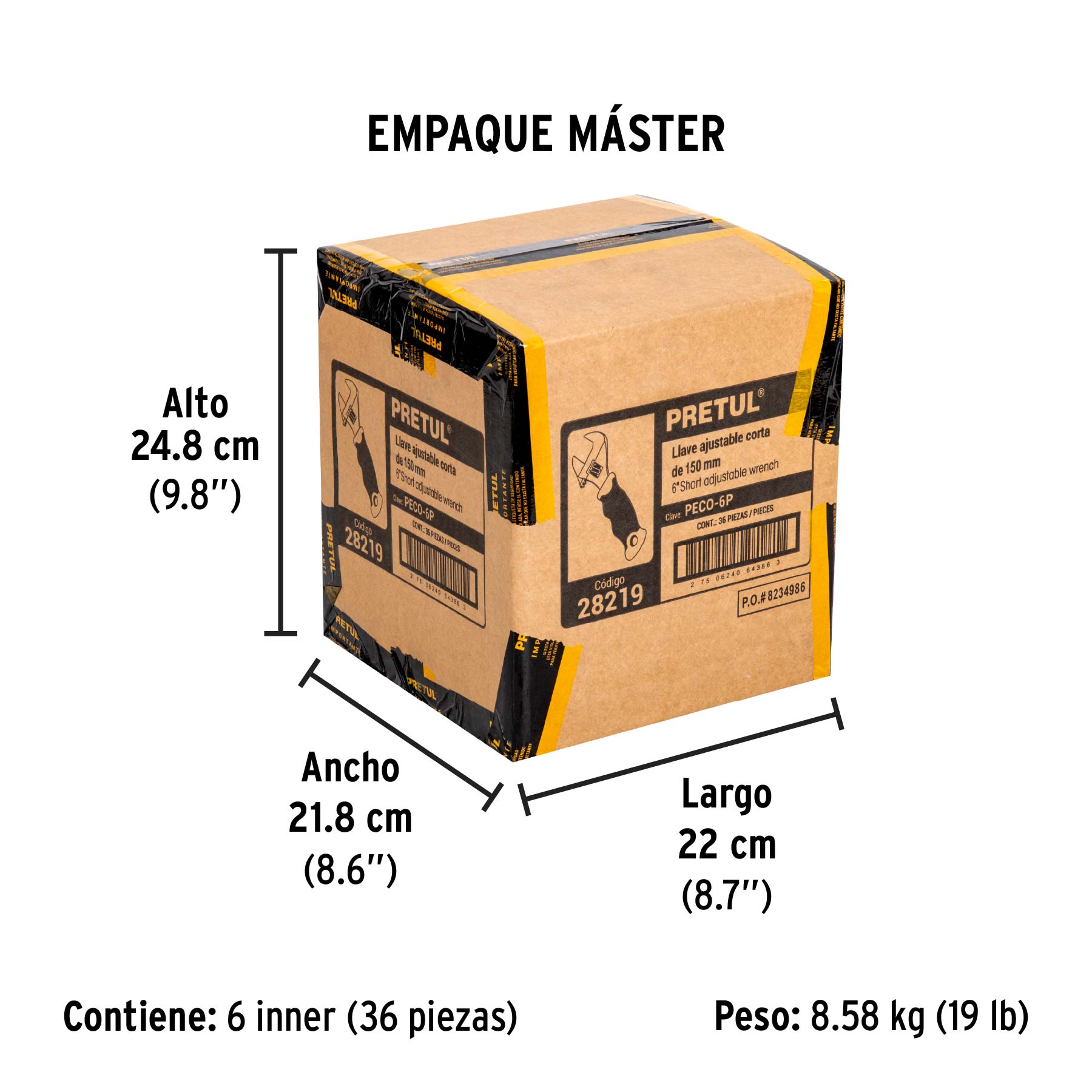 Perico corto, 6" con grip, Pretul
