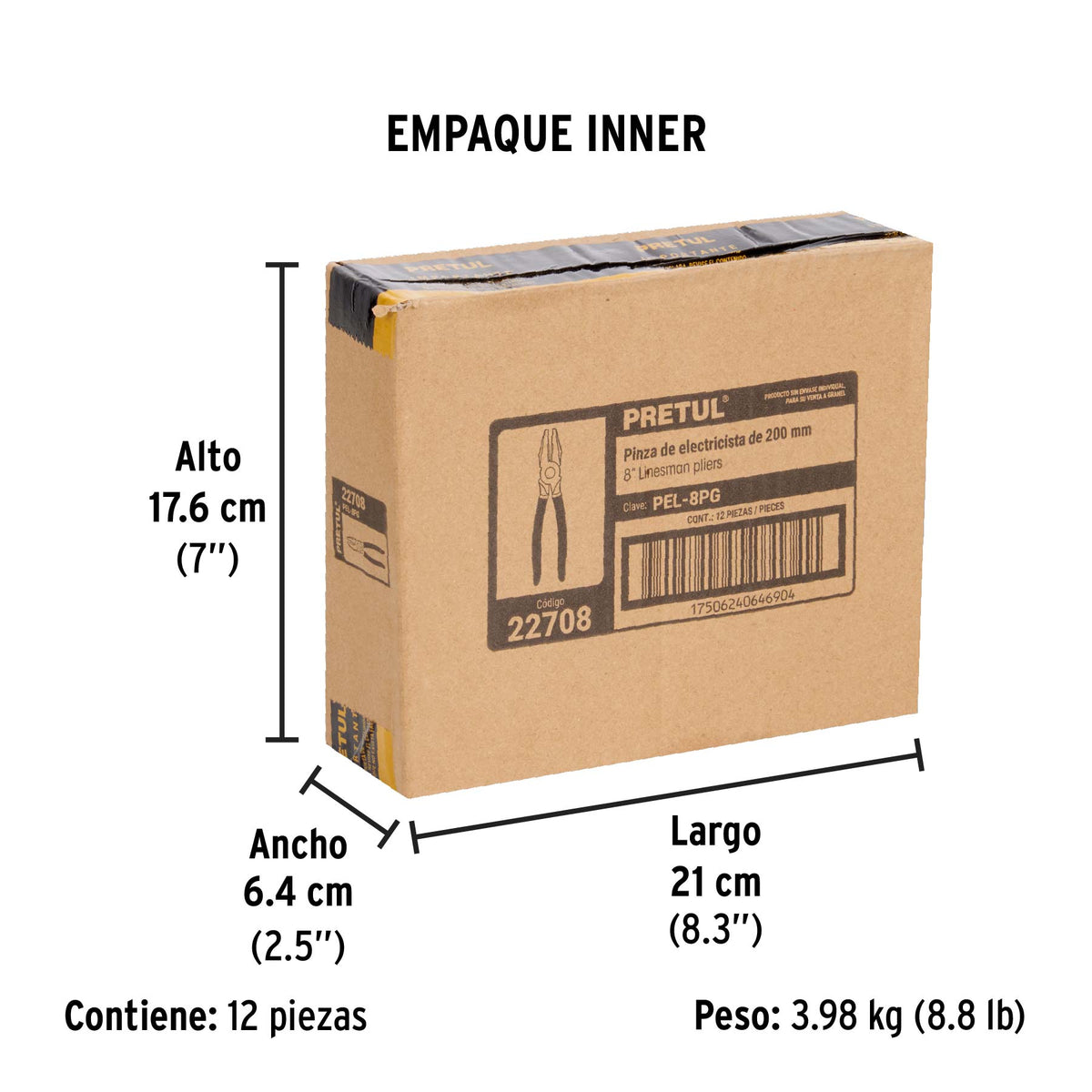 Pinza ligera de electricista 8", Pretul a granel