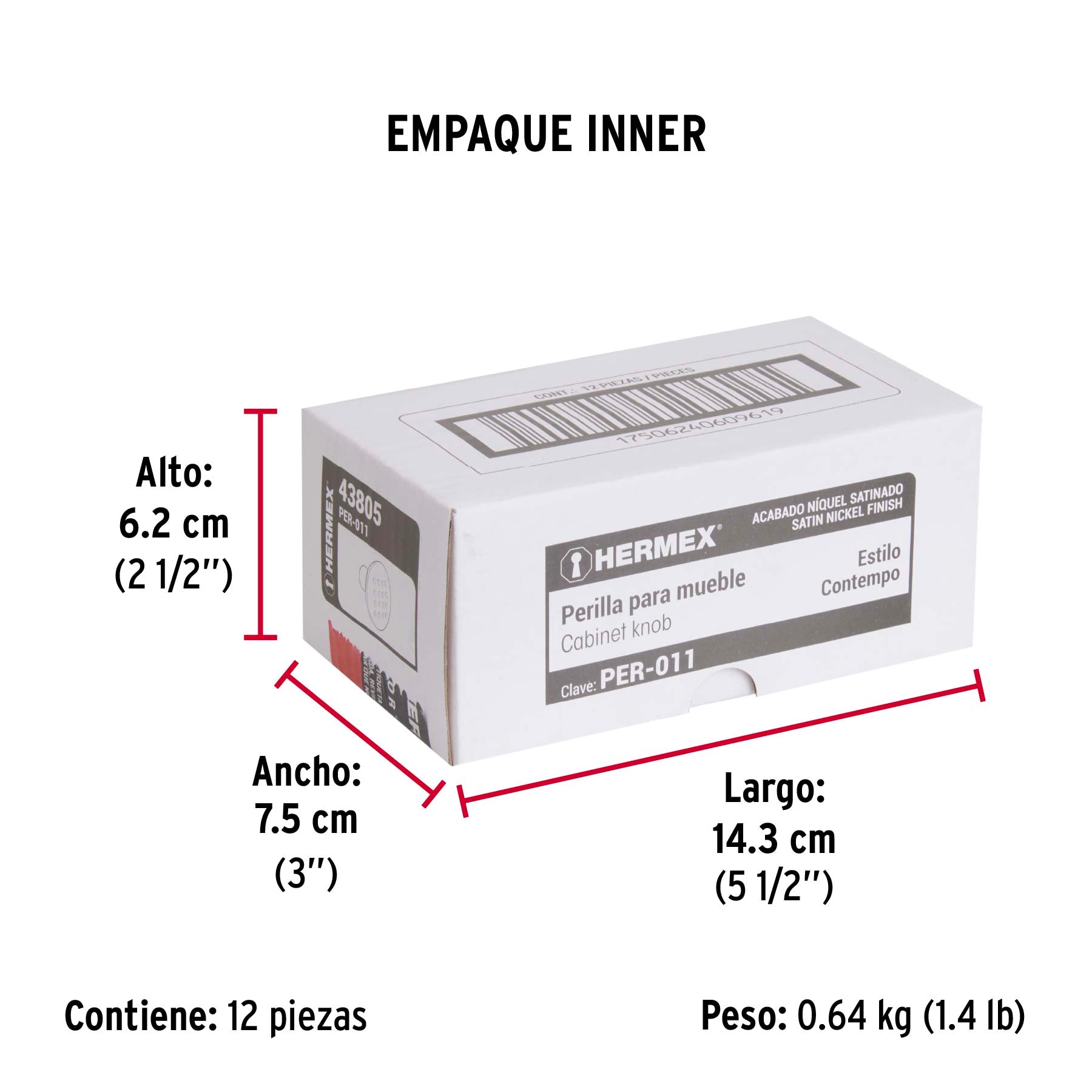 Perilla, niquel satinado, estilo Contempo
