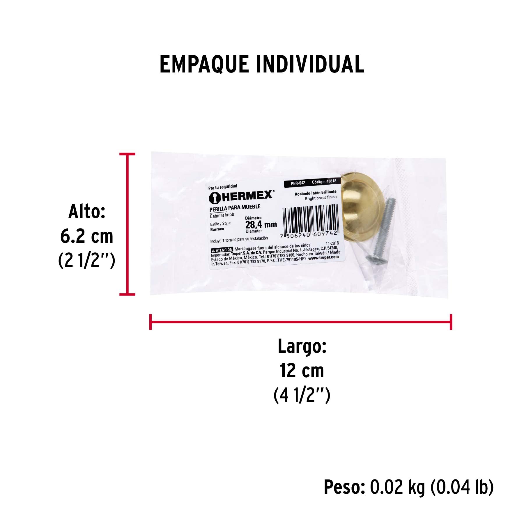 Perilla, latón brillante, estilo Barroco