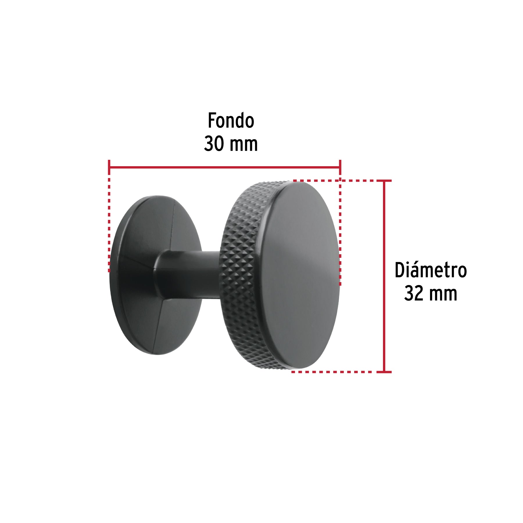 Perilla metálica estilo 'Oviedo', negro, HERMEX