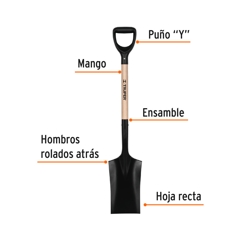 Pala T-1000, escamarrán puño plastico recto