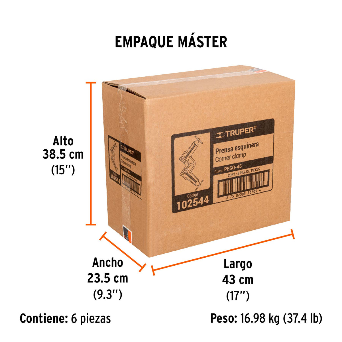 Prensa esquinera profesional 4-1/2", cuerpo de hierro,TRUPER