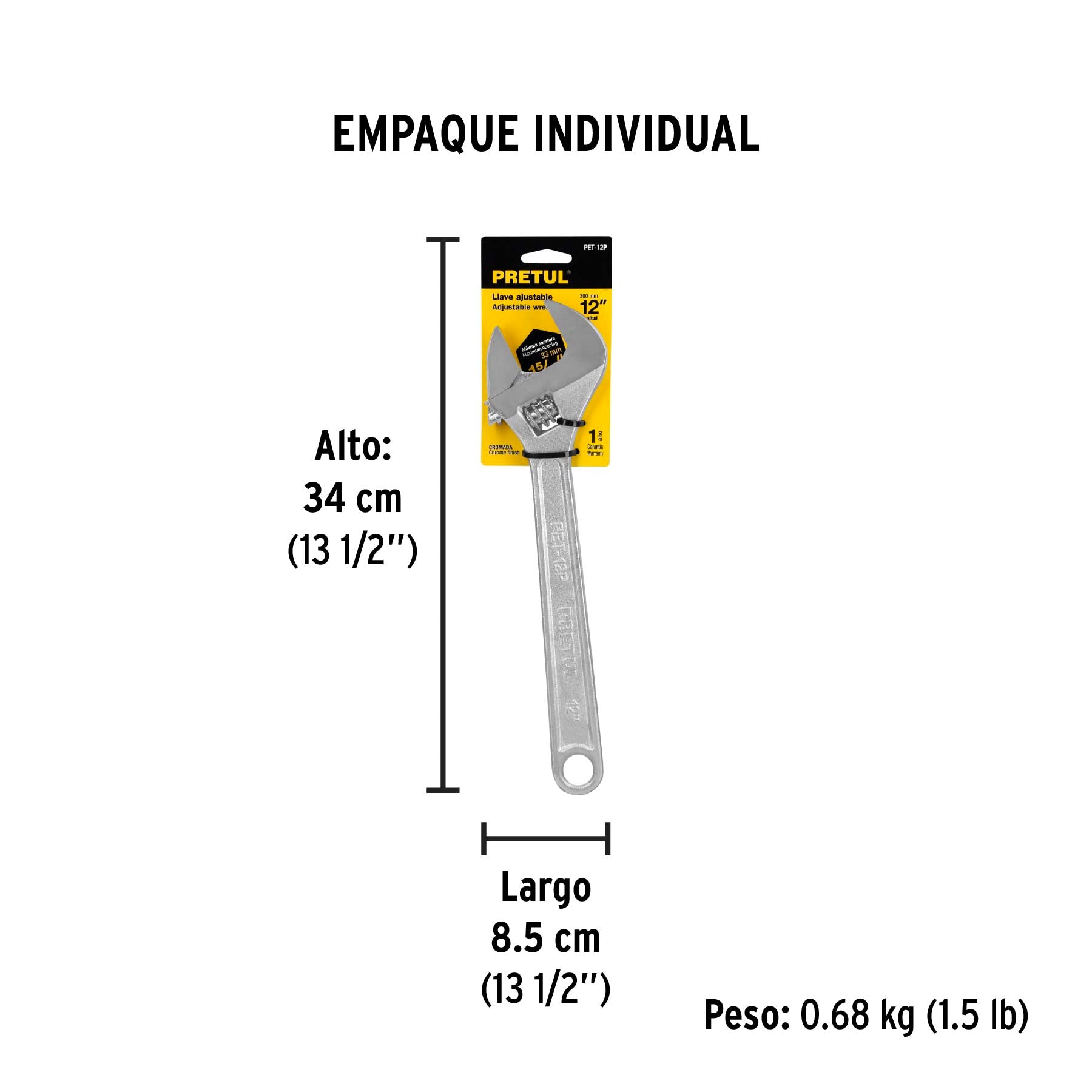 Perico cromado 12", Pretul