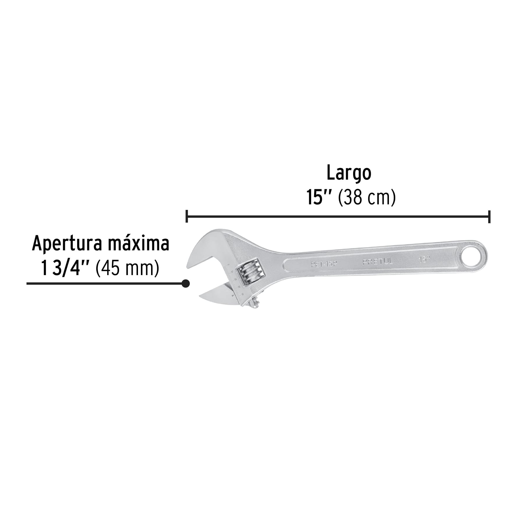 Perico cromado 15", Pretul