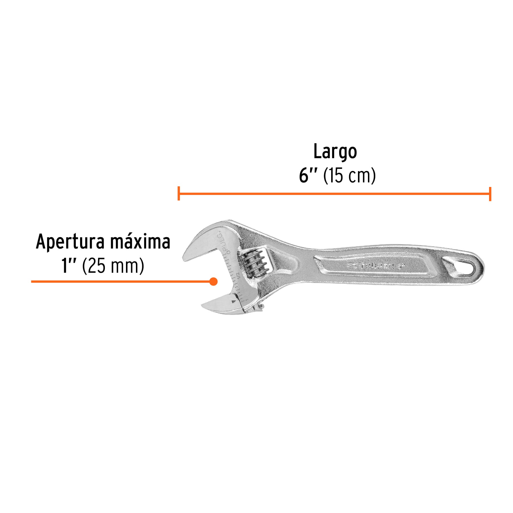 Perico profesional, cromado 6", Truper Expert en tarjeta