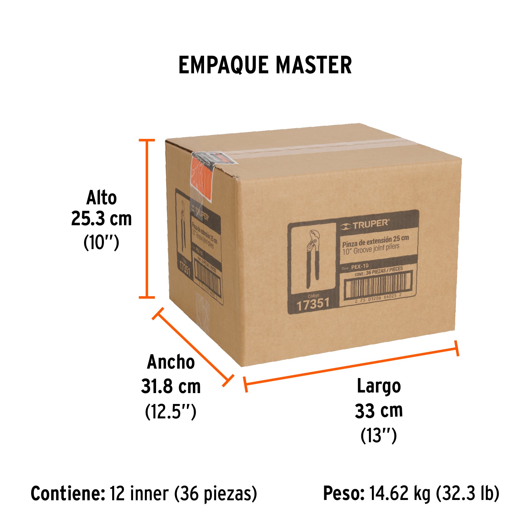 Pinza de extensión 10", mango de vinil