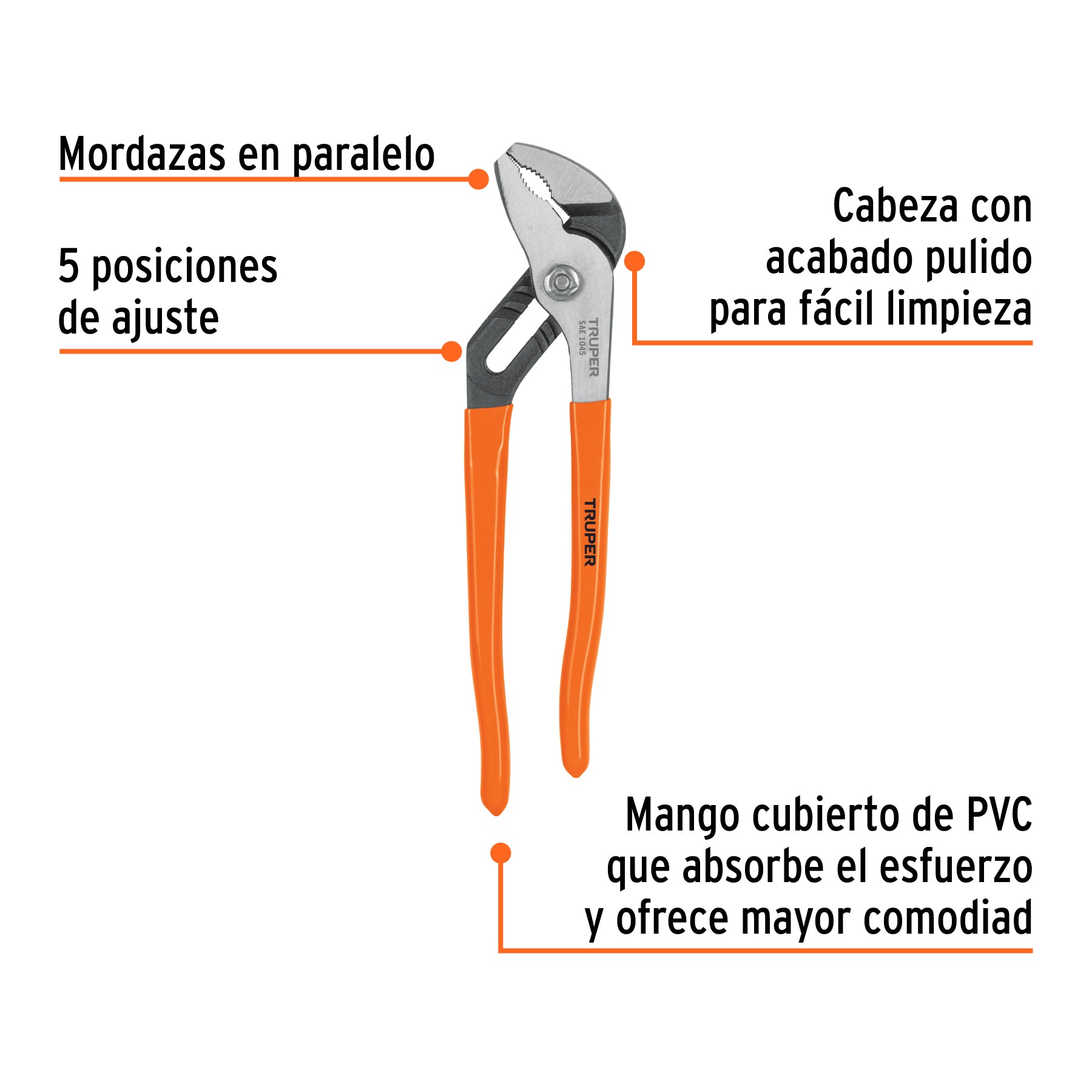 Pinza de extensión 10", mango de vinil