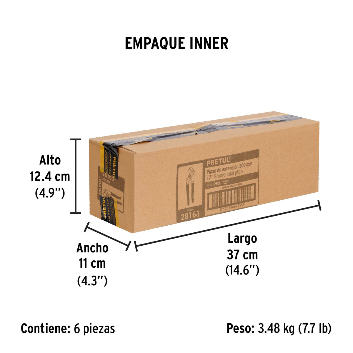 Pinza de extensión 12' mango de vinil, Pretul