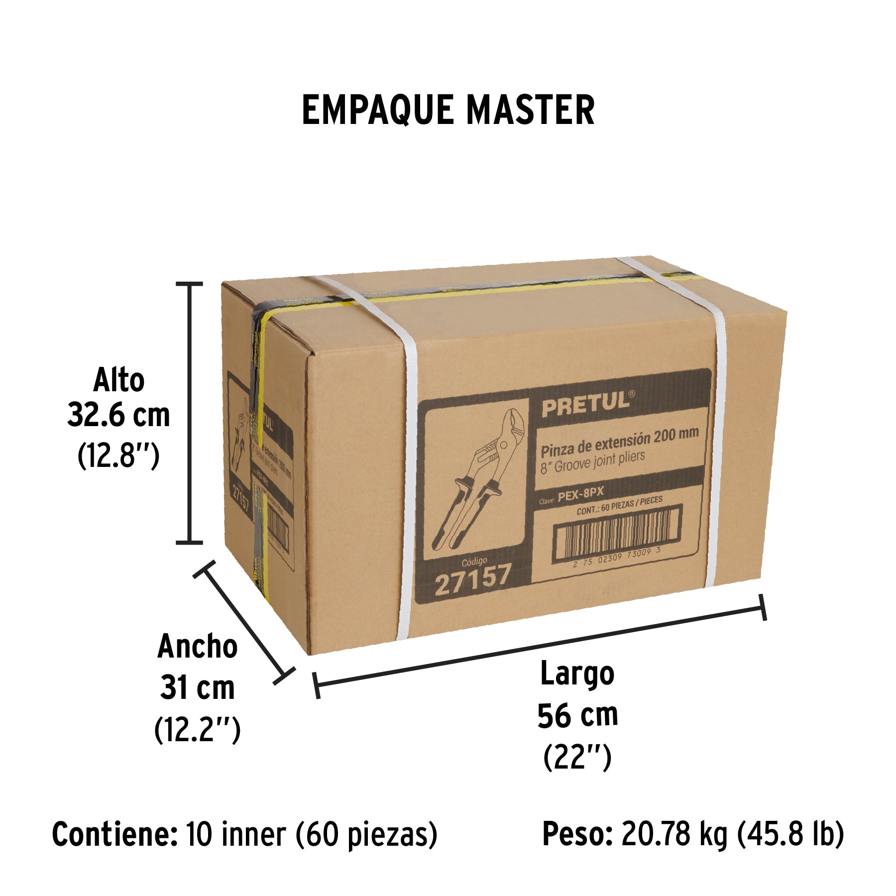Pinza de extensión 8' mango Comfort Grip, Pretul