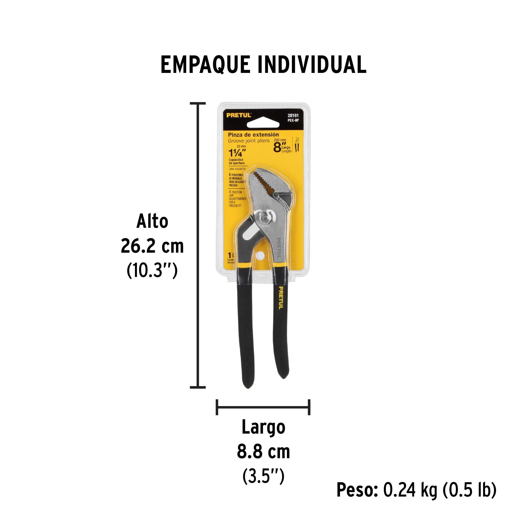 Pinza de extensión 8' mango de vinil, Pretul