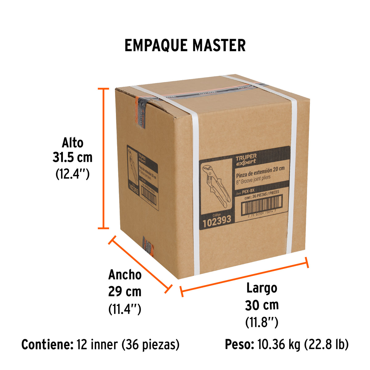 Pinzas de extensión 8" mango Comfort Grip, TRUPER EXPERT