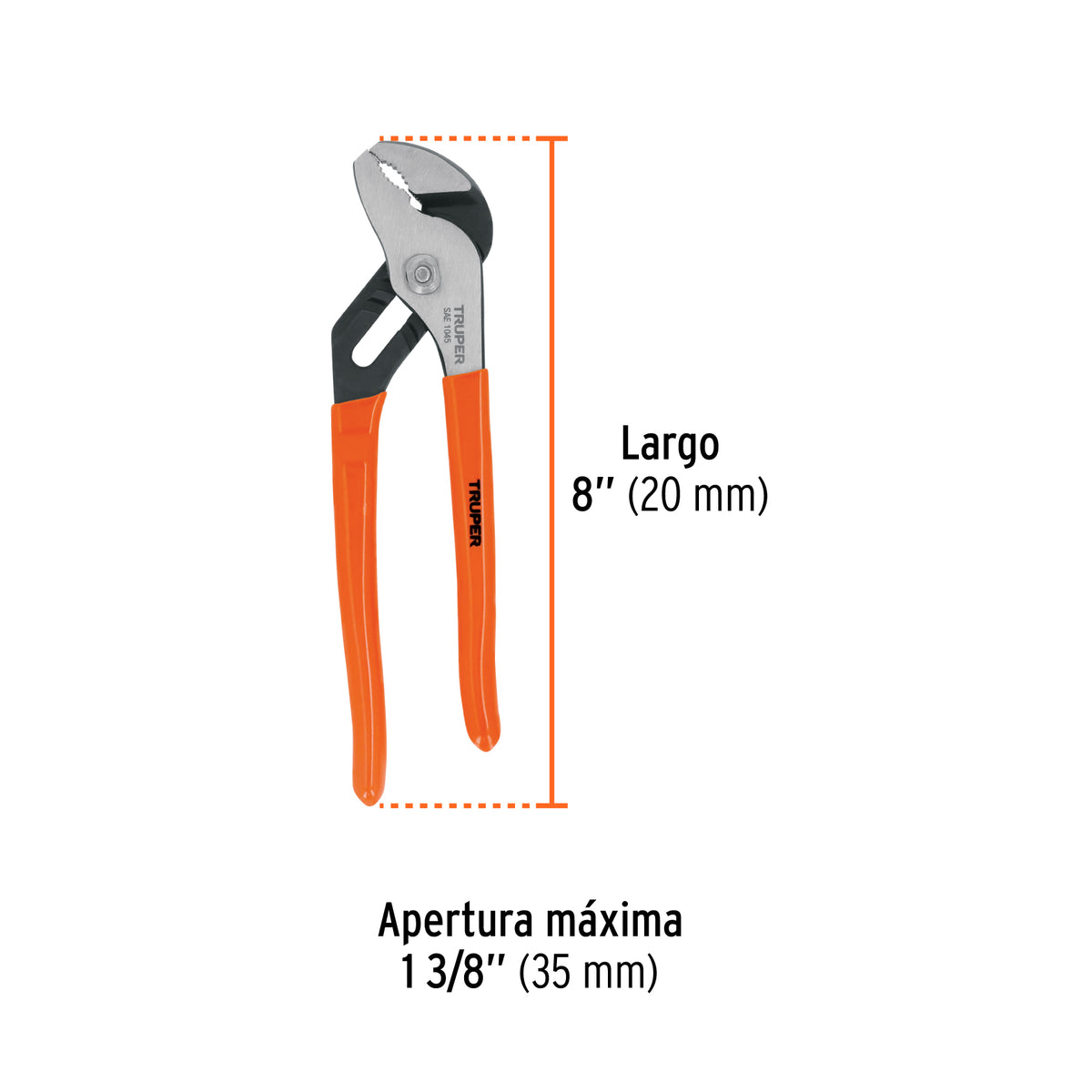 Pinza de extensión 8", mango de vinil