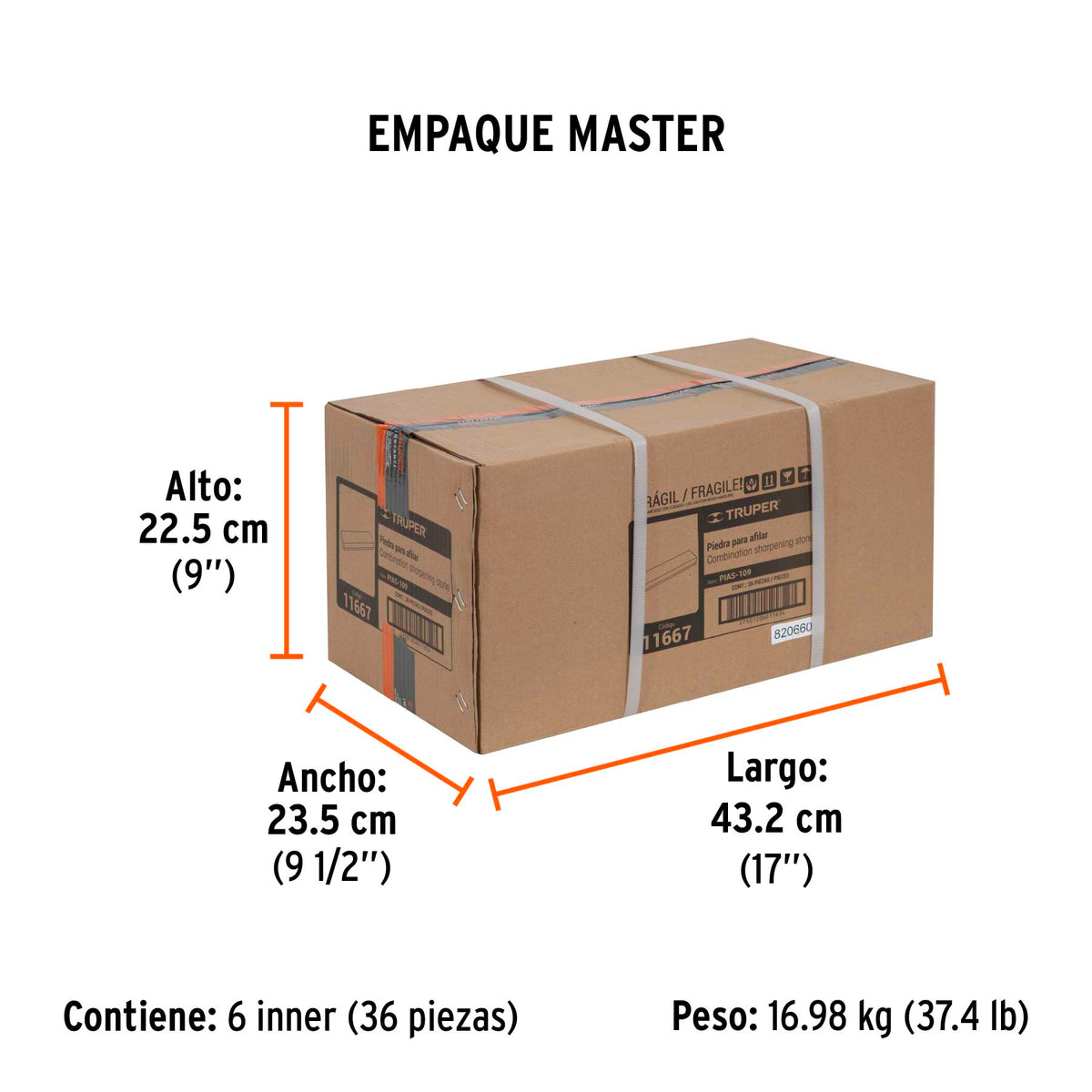 Piedra para asentar 150 mm, doble grano 150 y 240, TRUPER