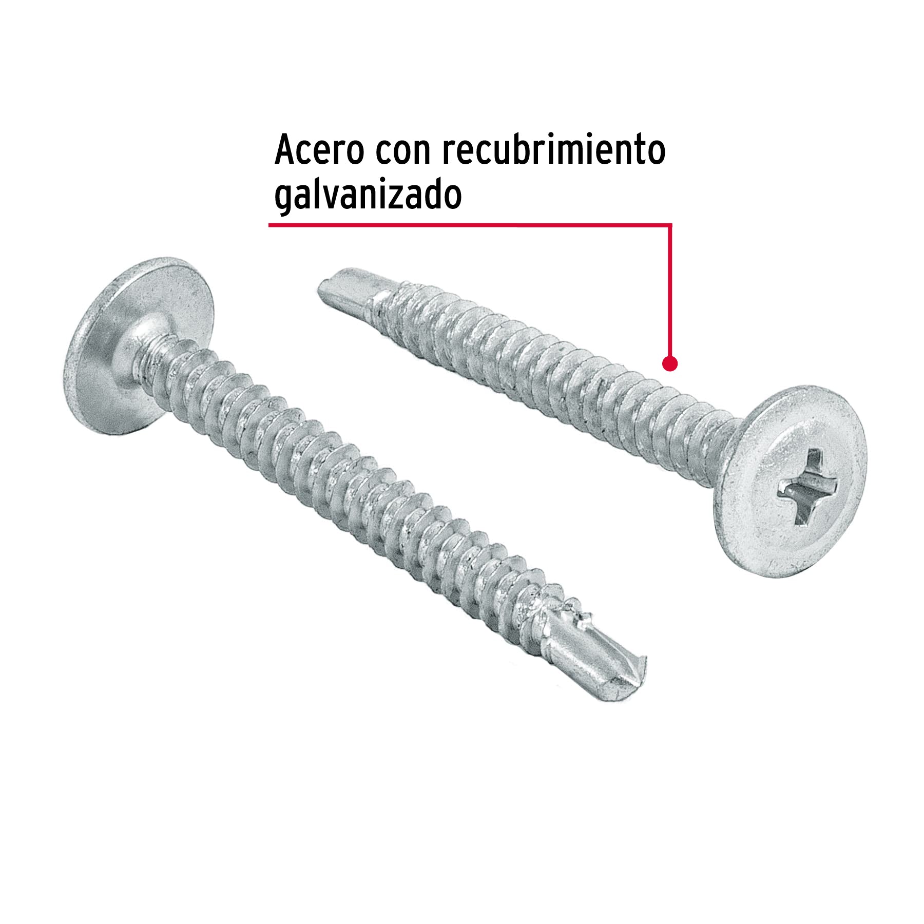 Pijas punta de broca 1-1/2", cabeza cruz, caja con 100 pzas